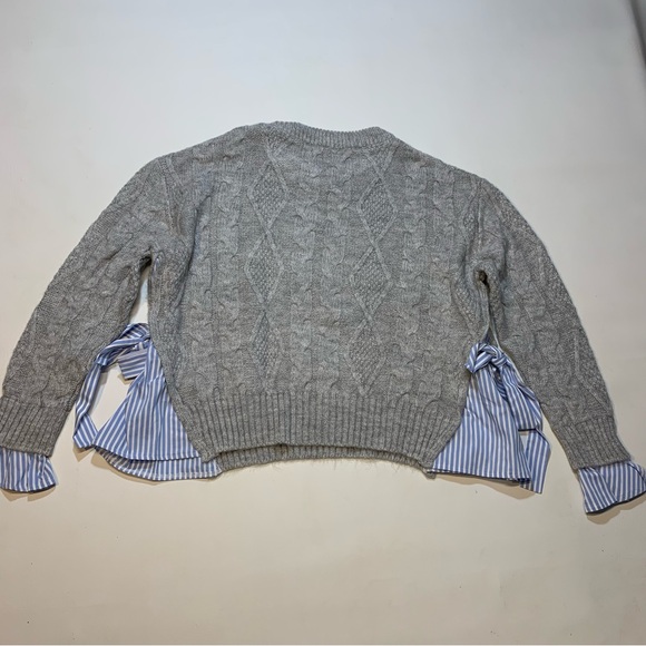 Anthropologie Women's XS Sweater Oversize Cable Knit Mixed Media Layer Gray Blue - Picture 9 of 9